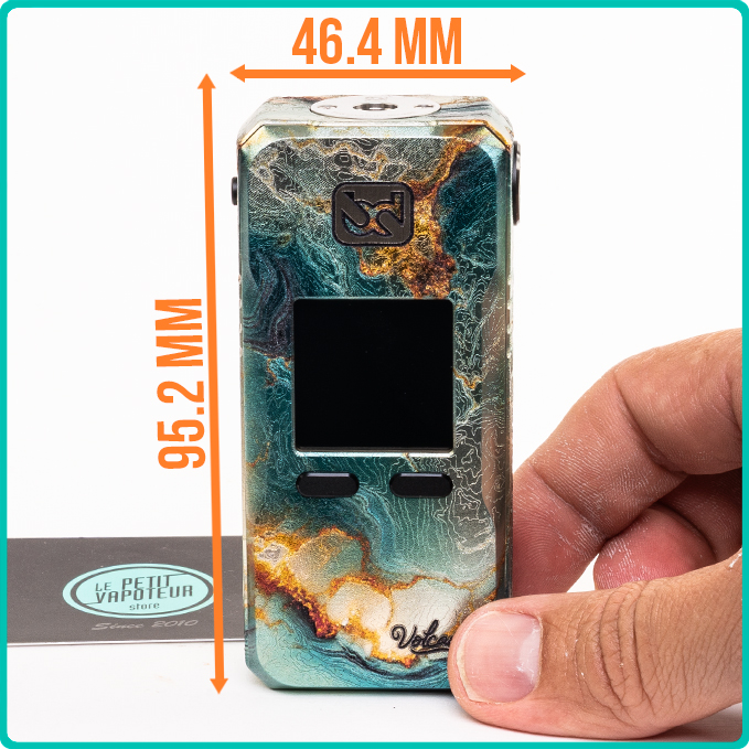 Dimensions de la Box Rayden 220 Volcano Turquoise Opal Rare Edition BD Vape